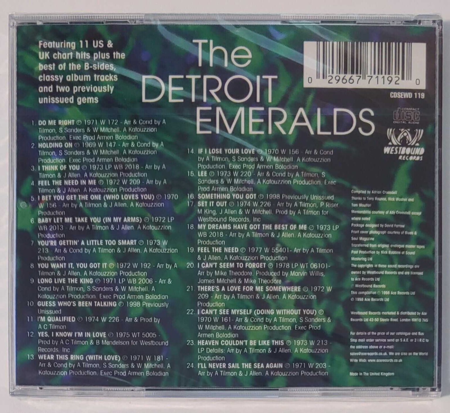 DETROIT EMERALDS GREATEST HITS CD BRAND NEW CD Greeting LLC